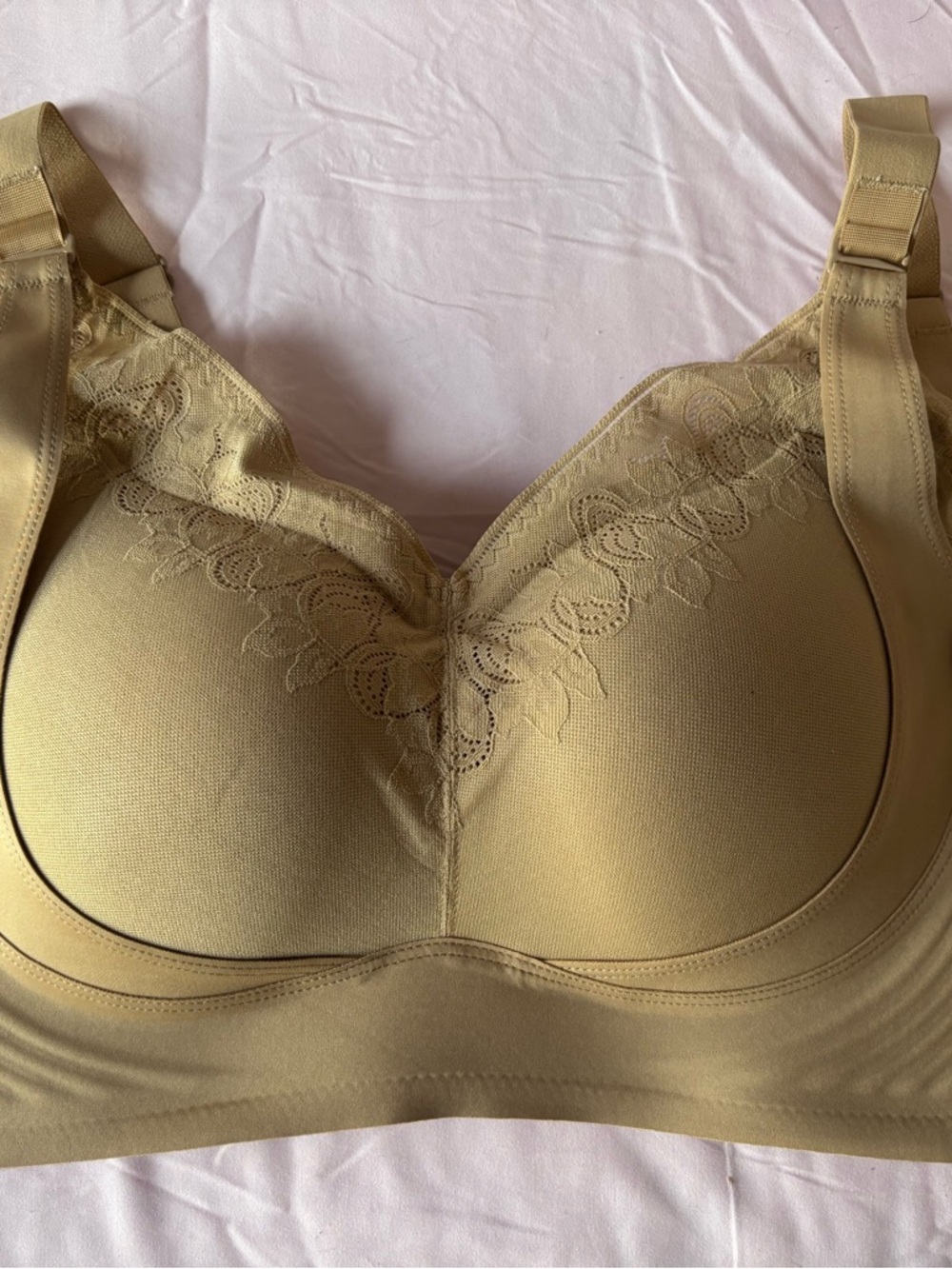 Women's Lace-Trim Wireless Bra - Khaki